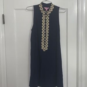 LILLY PULITZER- Navy & Gold Shift Dress